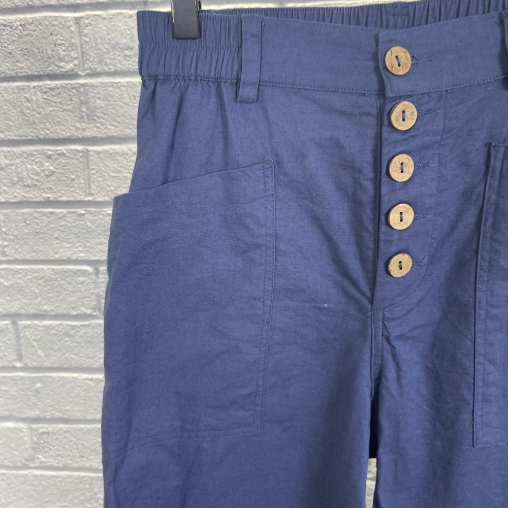 Lintico Linen Blend Blue High Waisted Pants Womens‎ XS Coastal Minimalist - Picture 6 of 13